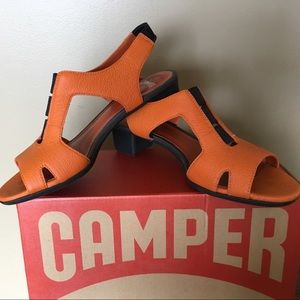 Orange CAMPER sandals. Brand new. Never worn.